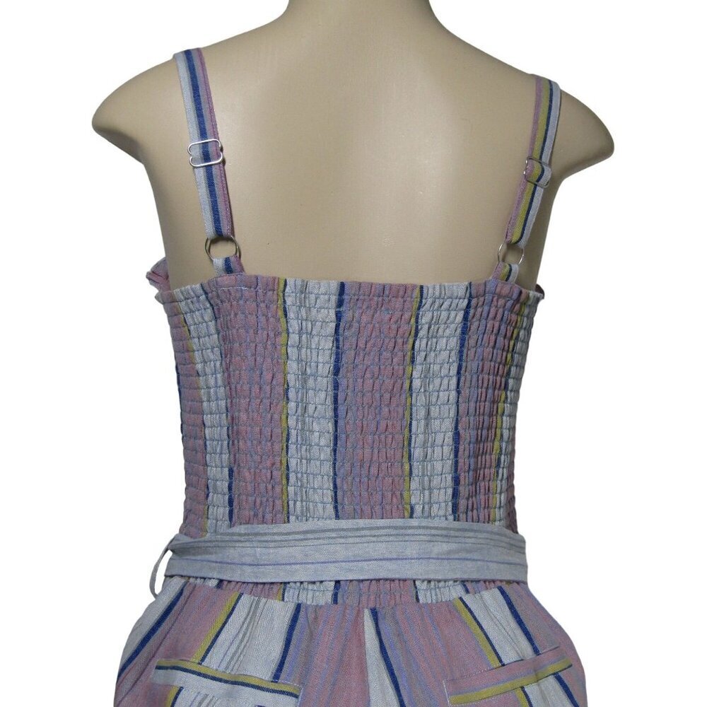 CHASER NWT Striped Linen Blend Jumpsuit Boho Beach Coastal Retro Festival M - Picture 5 of 11